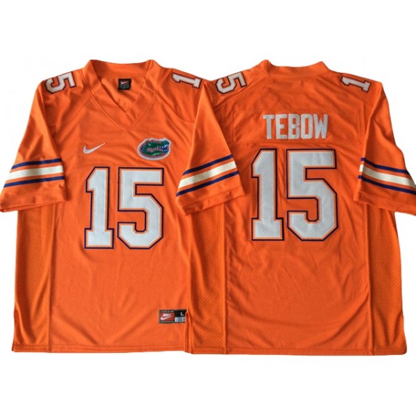 NCAA Florida Gators #15 Tim Tebow Orange College Football Jersey