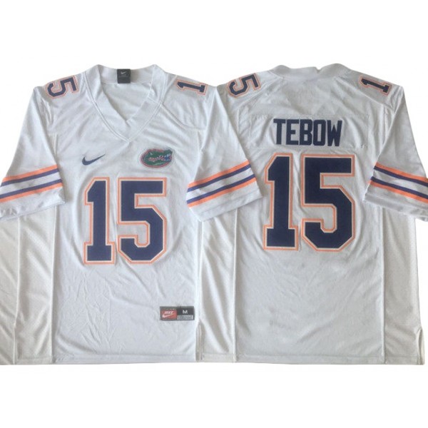 NCAA Florida Gators #15 Tim Tebow White College Football Jersey