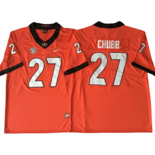 NCAA Georgia Bulldogs #27 Nick Chubb Red College Football Jersey