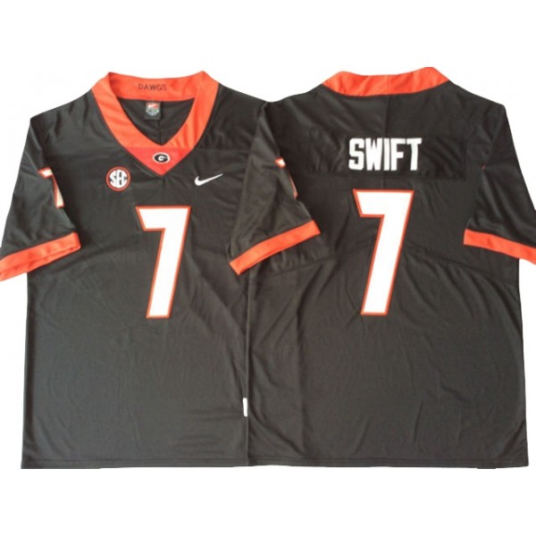 NCAA Georgia Bulldogs #7 D'Andre Swift Black College Football Jersey