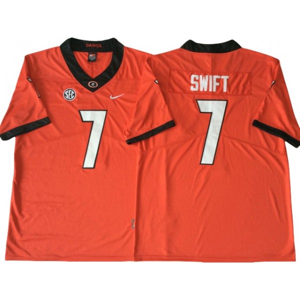 NCAA Georgia Bulldogs #7 D'Andre Swift Red College Football Jersey