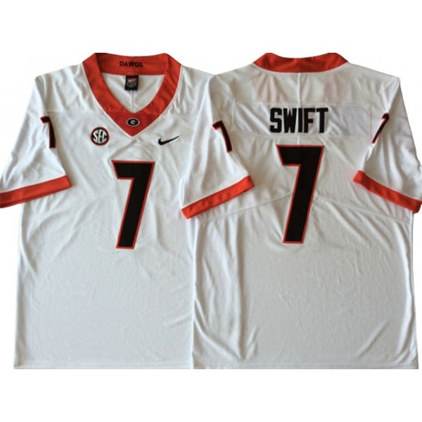 NCAA Georgia Bulldogs #7 D'Andre Swift White College Football Jersey