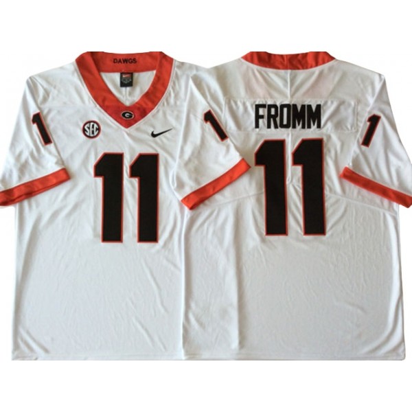 NCAA Georgia Bulldogs #11 Jake Fromm White College Football Jersey