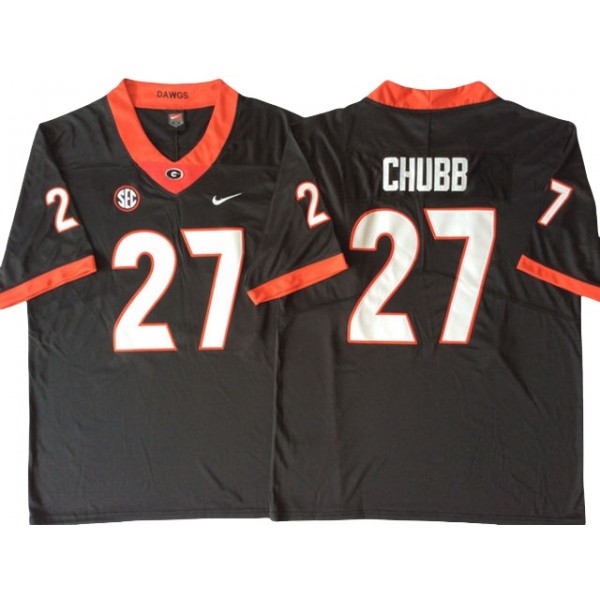 NCAA Georgia Bulldogs #27 Nick Chubb Black College Football Jersey