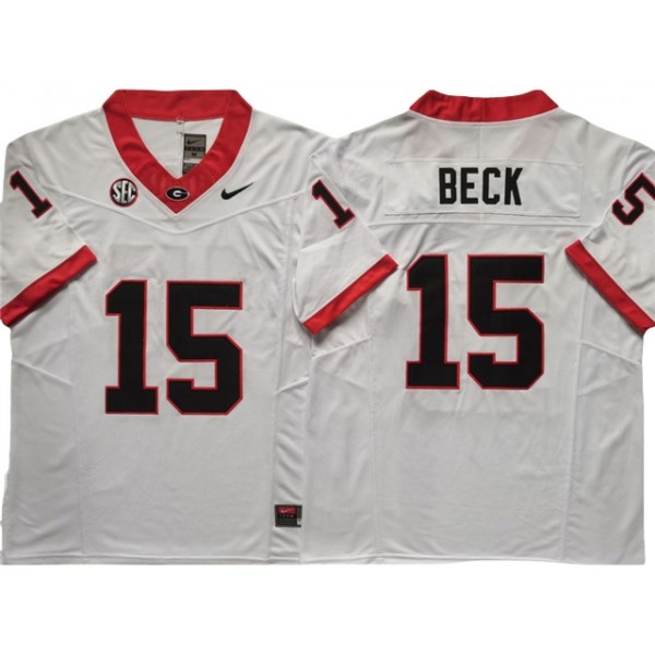 NCAA Georgia Bulldogs #15 Carson Beck White College Football F.U.S.E. Limited Jersey