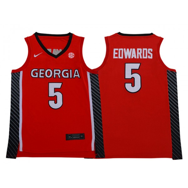 NCAA Georgia Bulldogs #5 Anthony Edwards Red College Basketball Jersey