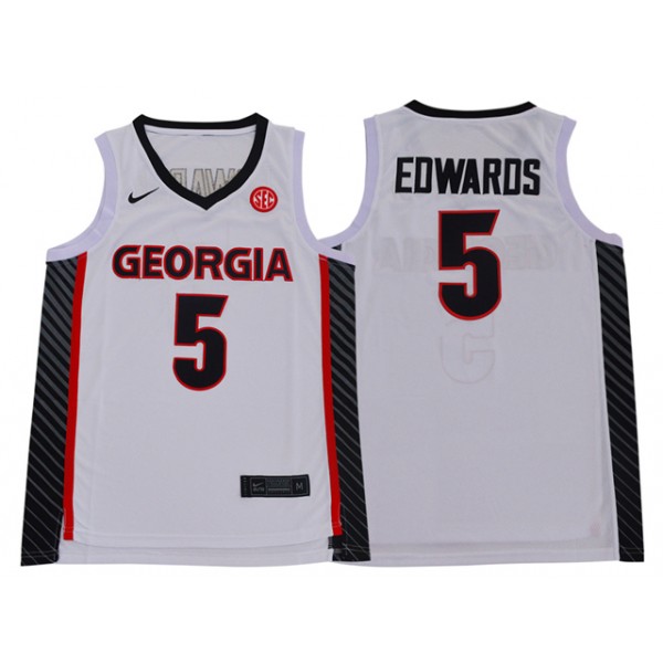 NCAA Georgia Bulldogs #5 Anthony Edwards White College Basketball Jersey