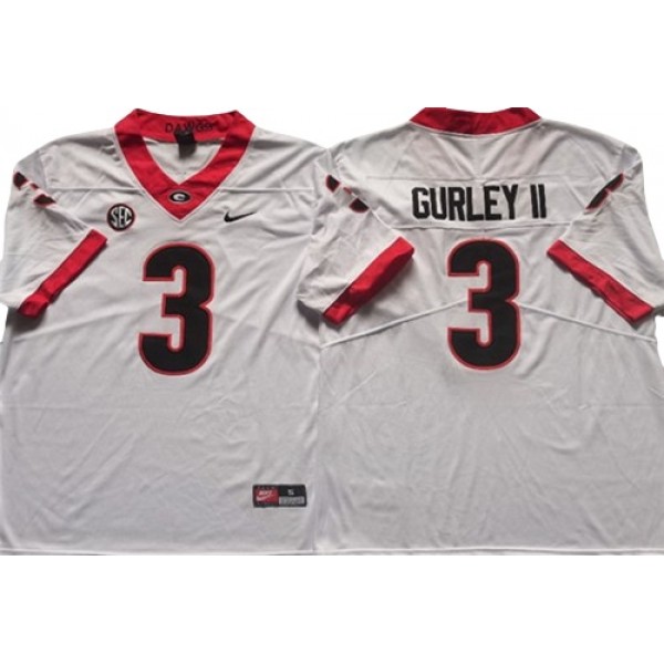 NCAA Georgia Bulldogs #3 Todd Gurley White College Football Jersey