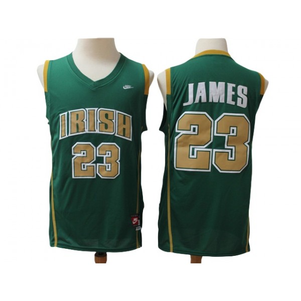 Irish High School #23 LeBron James Green Basketball Jersey