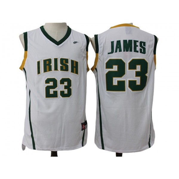 Irish High School #23 LeBron James White Basketball Jersey