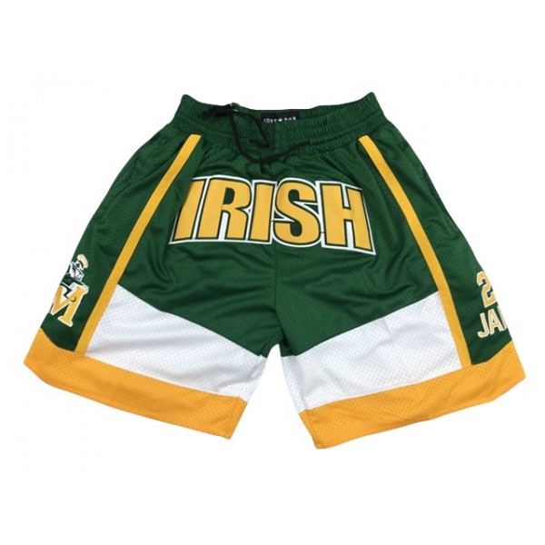 St.Vincent-St.Mary High School Just Don #23 LeBron James "Irish" Green Basketball Shorts