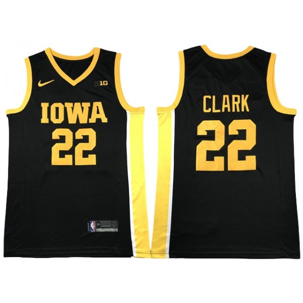 NCAA Iowa Hawkeyes #22 Caitlin Clark Black Yellow College Basketball Jersey