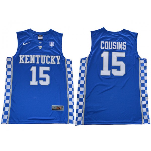 NCAA Kentucky Wildcats #15 DeMarcus Cousins Blue College Basketball Jersey