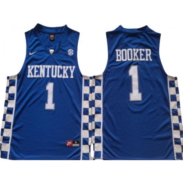 NCAA Kentucky Wildcats #1 Devin Booker Blue College Basketball Jersey