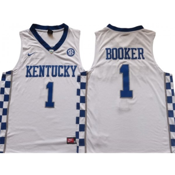 NCAA Kentucky Wildcats #1 Devin Booker White College Basketball Jersey