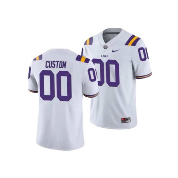 LSU Tigers #00 White Football Custom Jersey