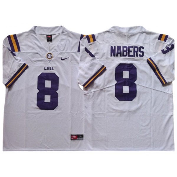 NCAA LSU Tigers #8 Malik Nabers White College Football Jersey