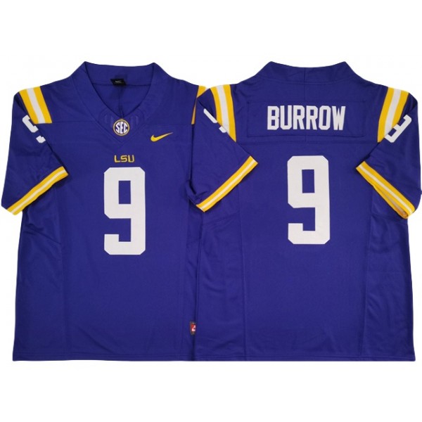 NCAA LSU Tigers #9 Joe Burrow Purple Vapor F.U.S.E. Limited Jersey