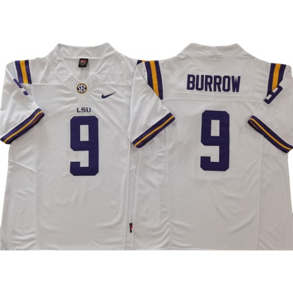 NCAA LSU Tigers #9 Joe Burrow White Vapor F.U.S.E. Limited Jersey