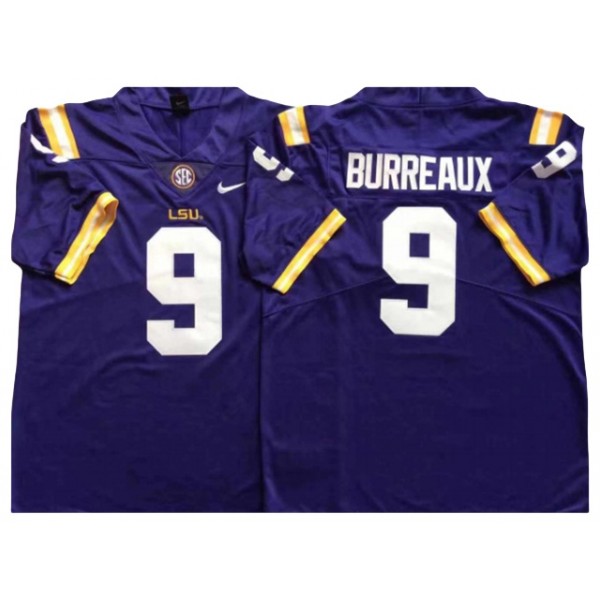 NCAA LSU Tigers #9 Joe Burrow "Burreaux" Purple College Football Jersey