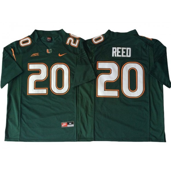 NCAA Miami Hurricanes #20 Ed Reed Green College Football Jersey