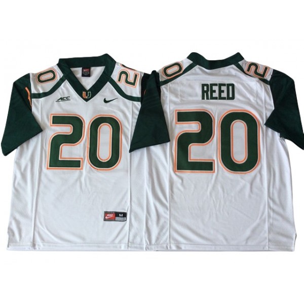 NCAA Miami Hurricanes #20 Ed Reed White College Football Jersey