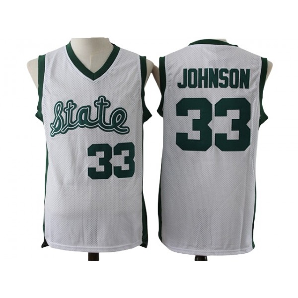 Michigan State Spartans #33 Magic Johnson White College Basketball Jersey