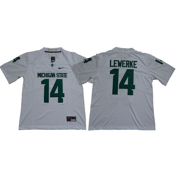 NCAA Michigan State Spartans #14 Brian Lewerke White College Football Jersey