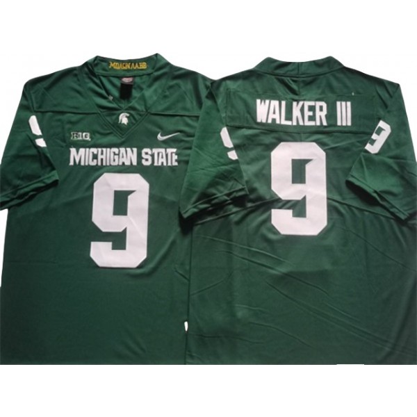 NCAA Michigan State Spartans #9 Kenneth Walker III Green College Football Jersey