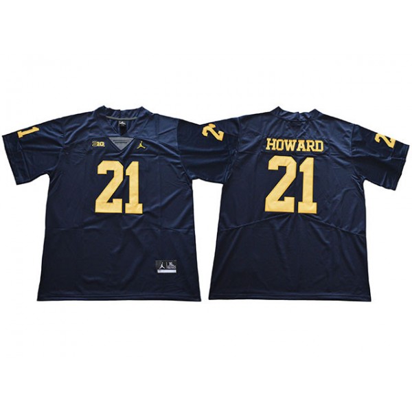 NCAA Michigan Wolverines #21 Desmond Howard Navy College Football Jersey