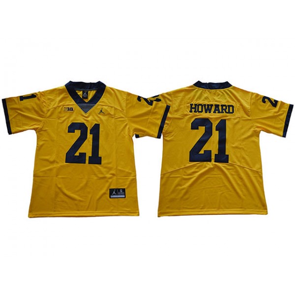 NCAA Michigan Wolverines #21 Desmond Howard Yellow College Football Jersey