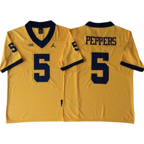 NCAA Michigan Wolverines #5 Jabrill Peppers Yellow College Football Jersey