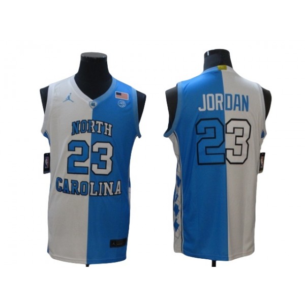 NCAA North Carolina Tar Heels #23 Michael Jordan Split Light Blue/White College Basketball Jersey