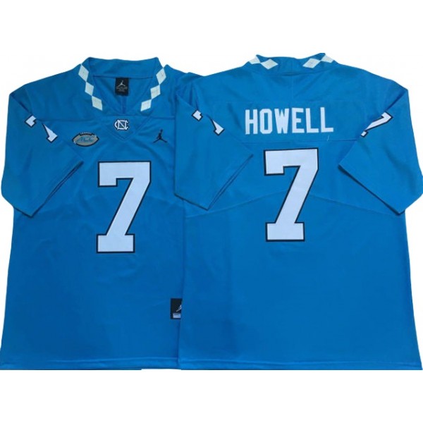 NCAA North Carolina Tar Heels #7 Sam Howell Light Blue College Football Jersey