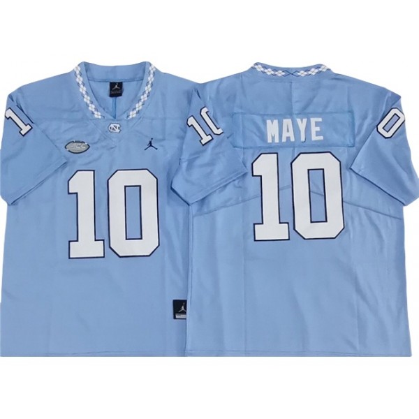 NCAA North Carolina Tar Heels #10 Drake Maye Light Blue College Football Jersey