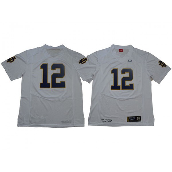 NCAA Notre Dame Fighting Irish #12 White College Football Jersey