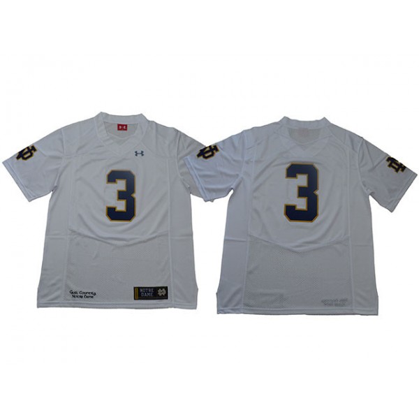 NCAA Notre Dame Fighting Irish #3 White College Football Jersey