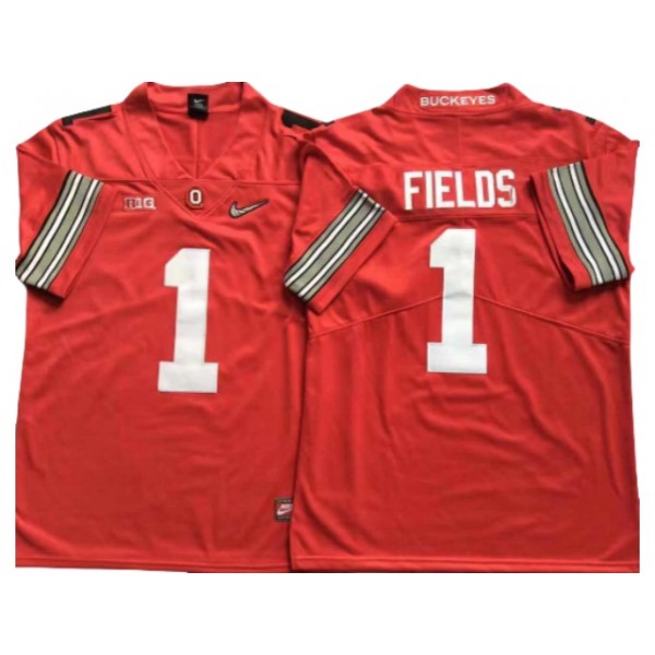 NCAA Ohio State Buckeyes #1 Justin Fields Red College Football Jersey