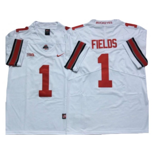 NCAA Ohio State Buckeyes #1 Justin Fields White College Football Jersey