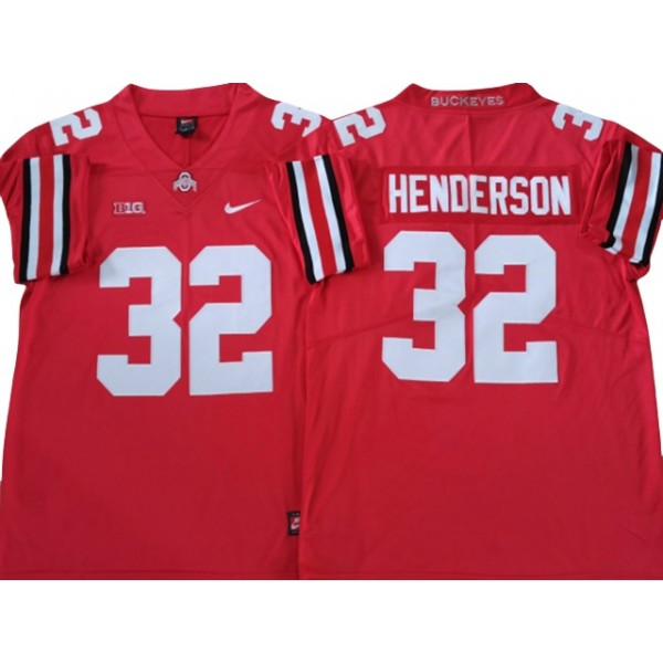 NCAA Ohio State Buckeyes #32 TreVeyon Henderson Red College Football Jersey