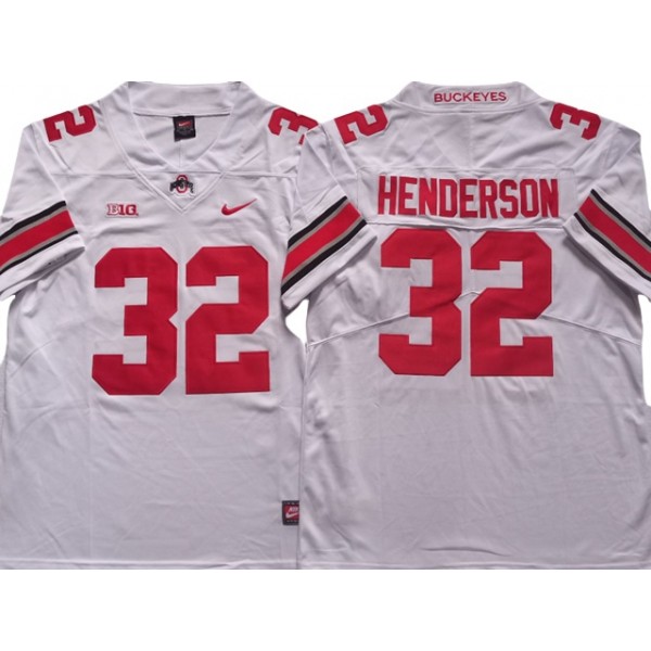 NCAA Ohio State Buckeyes #32 TreVeyon Henderson White College Football Jersey