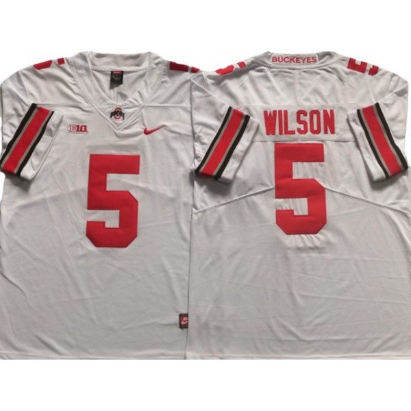 NCAA Ohio State Buckeyes #5 Garrett Wilson White College Football Jersey