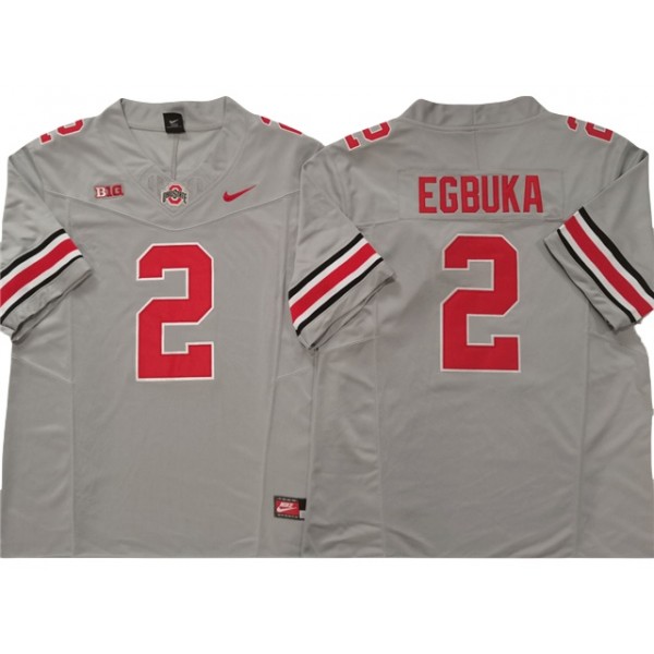 NCAA Ohio State Buckeyes #2 Emeka Egbuka Gray College Football F.U.S.E. Limited Jersey