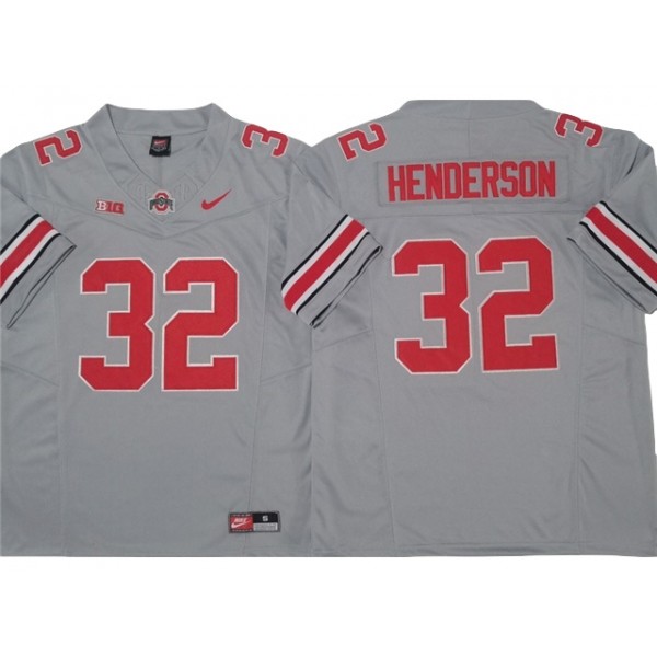 NCAA Ohio State Buckeyes #32 TreVeyon Henderson Gray College Football F.U.S.E. Limited Jersey