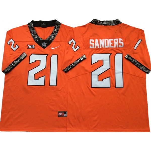 NCAA Oklahoma State Cowboys #21 Barry Sanders Orange College Football Jersey