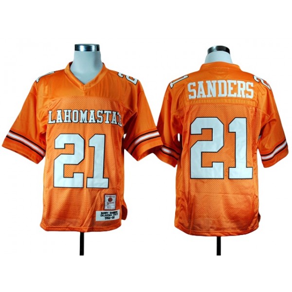 NCAA Oklahoma State Cowboys #21 Barry Sanders Orange Throwback Jersey