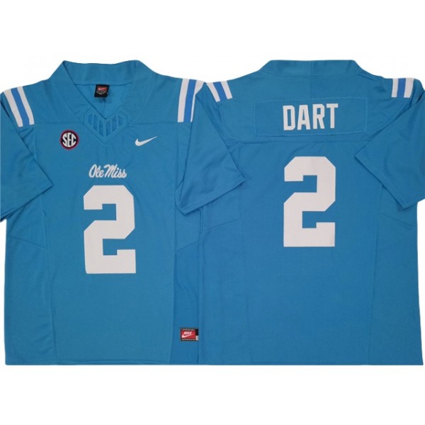 NCAA Ole Miss Rebels #2 Jaxson Dart Light Blue College Football F.U.S.E. Limited Jersey