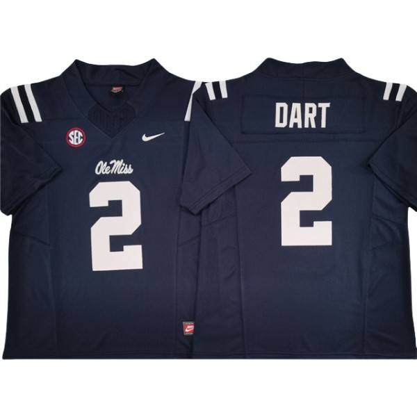 NCAA Ole Miss Rebels #2 Jaxson Dart Navy Vapor F.U.S.E. Limited Jersey