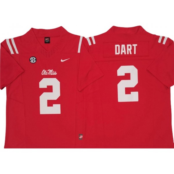 NCAA Ole Miss Rebels #2 Jaxson Dart Red College Football F.U.S.E. Limited Jersey