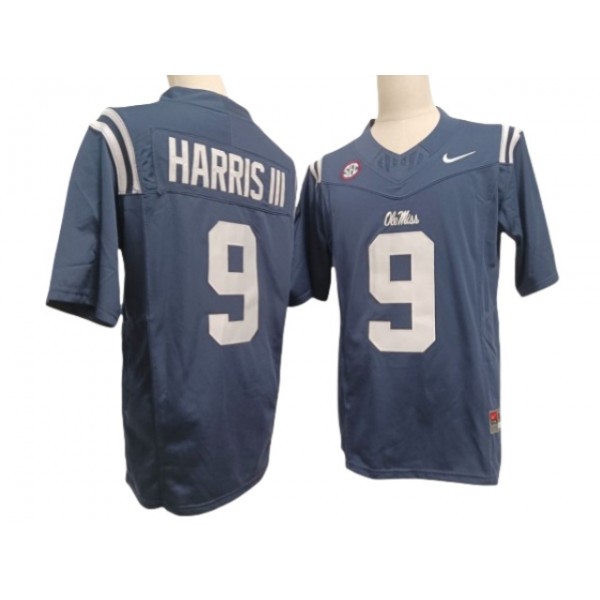 NCAA Ole Miss Rebels #9 Tre Harris III Navy Vapor F.U.S.E. Limited Jersey